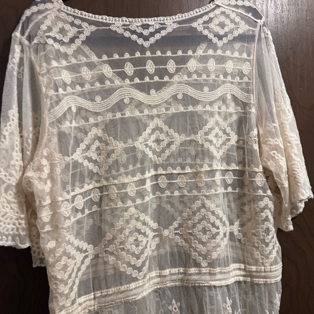 Lane Bryant Sheer Lace Cover-Up white crochet size 14/16 beach vacay hippie boho - Picture 11 of 13